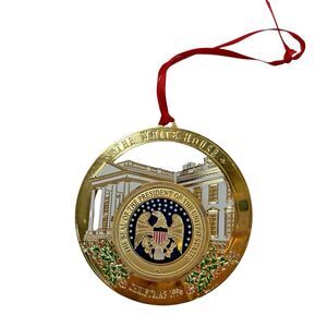 1996  The White House Historical Christmas Ornament - Gold Finish -‎ No box